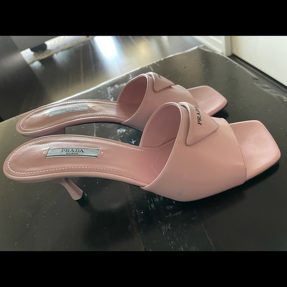 prada brushed leather heeled slides - Picture 3 of 5